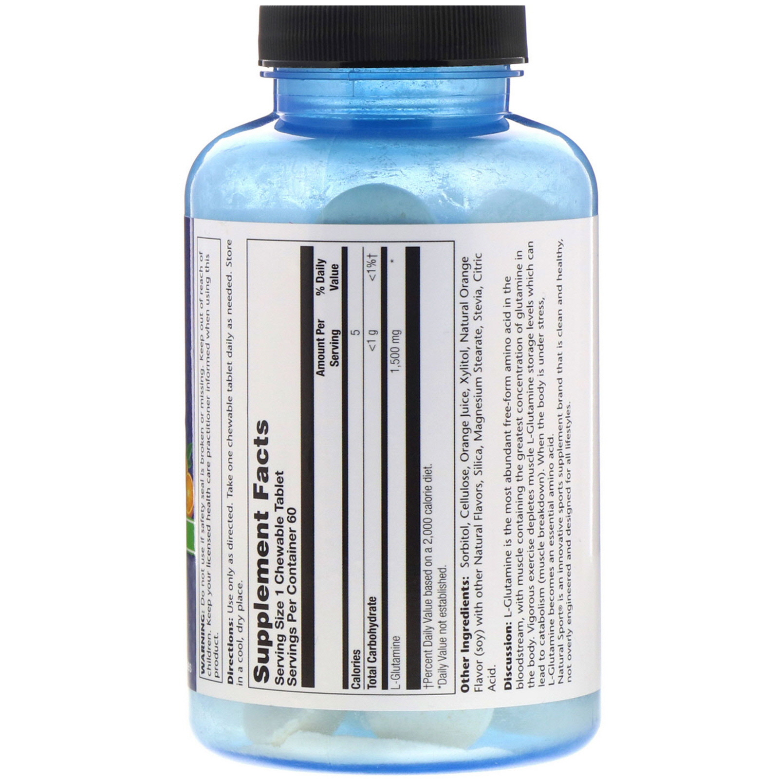 Comprar Natural Sport, Glutamine Chewables, Orange Flavor, 1,500 mg, 60 Chewables - Imagem 2