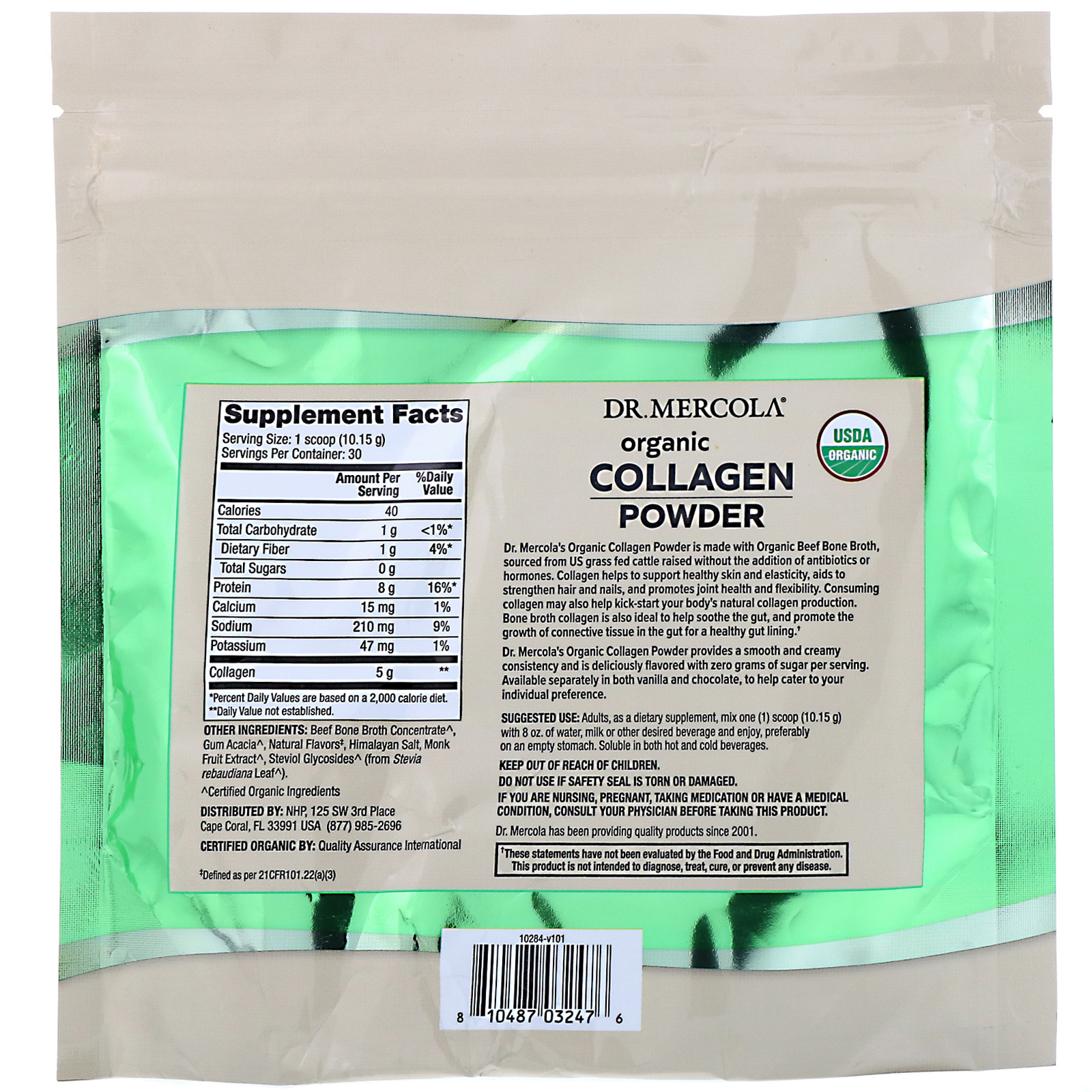 Comprar Dr. Mercola, Pó de Colágeno Orgânico, Baunilha, 304,5 g (10,74 oz) - Imagem 2