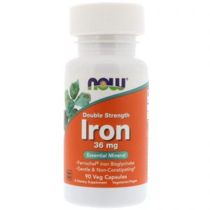 Comprar Now Foods, Ferro, Força Dupla, 36 mg, 90 Cápsulas Vegetais