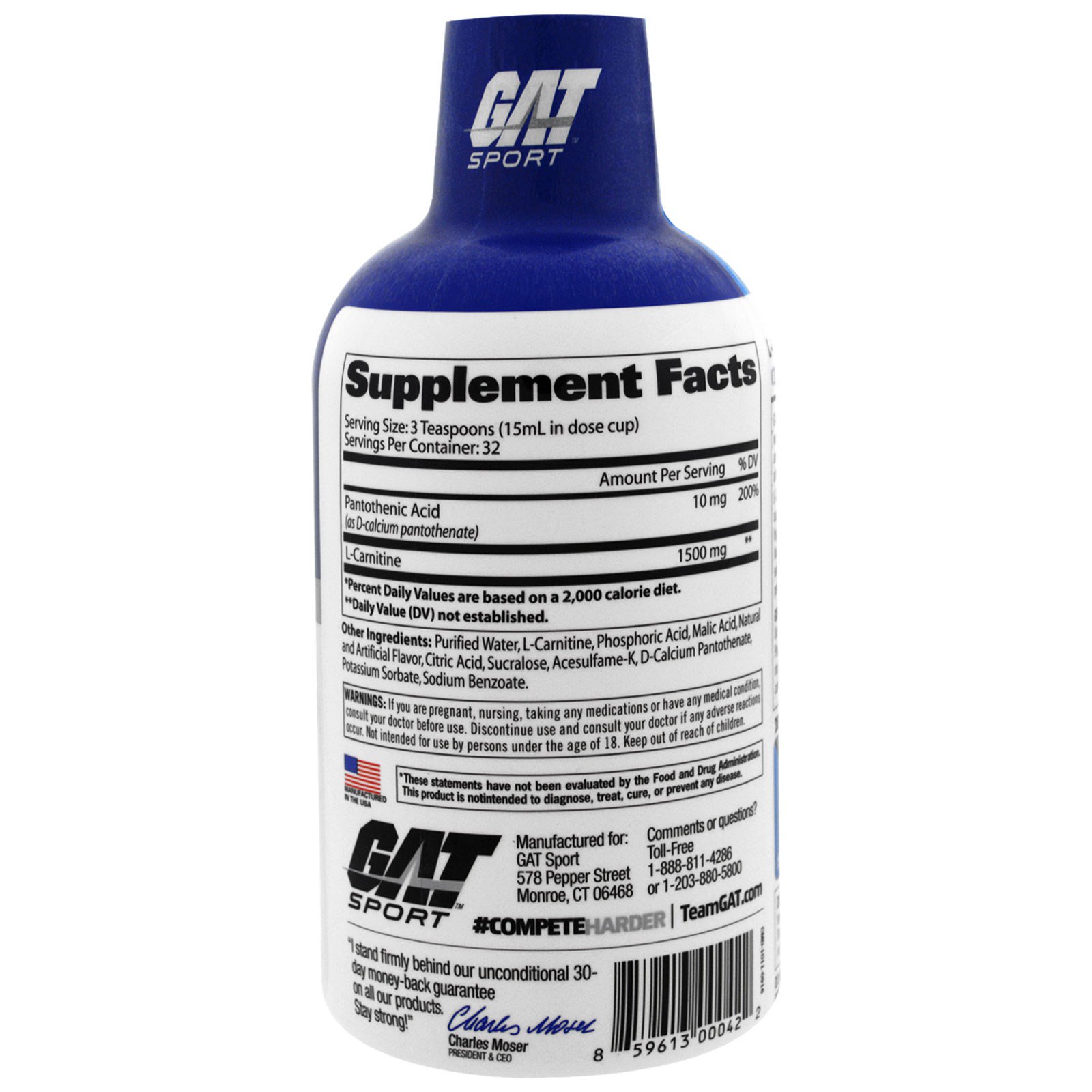 Comprar GAT, L-Carnitine, Amino Acid, Free Form, Blue Raspberry, 16 oz (473 ml) - Imagem 2