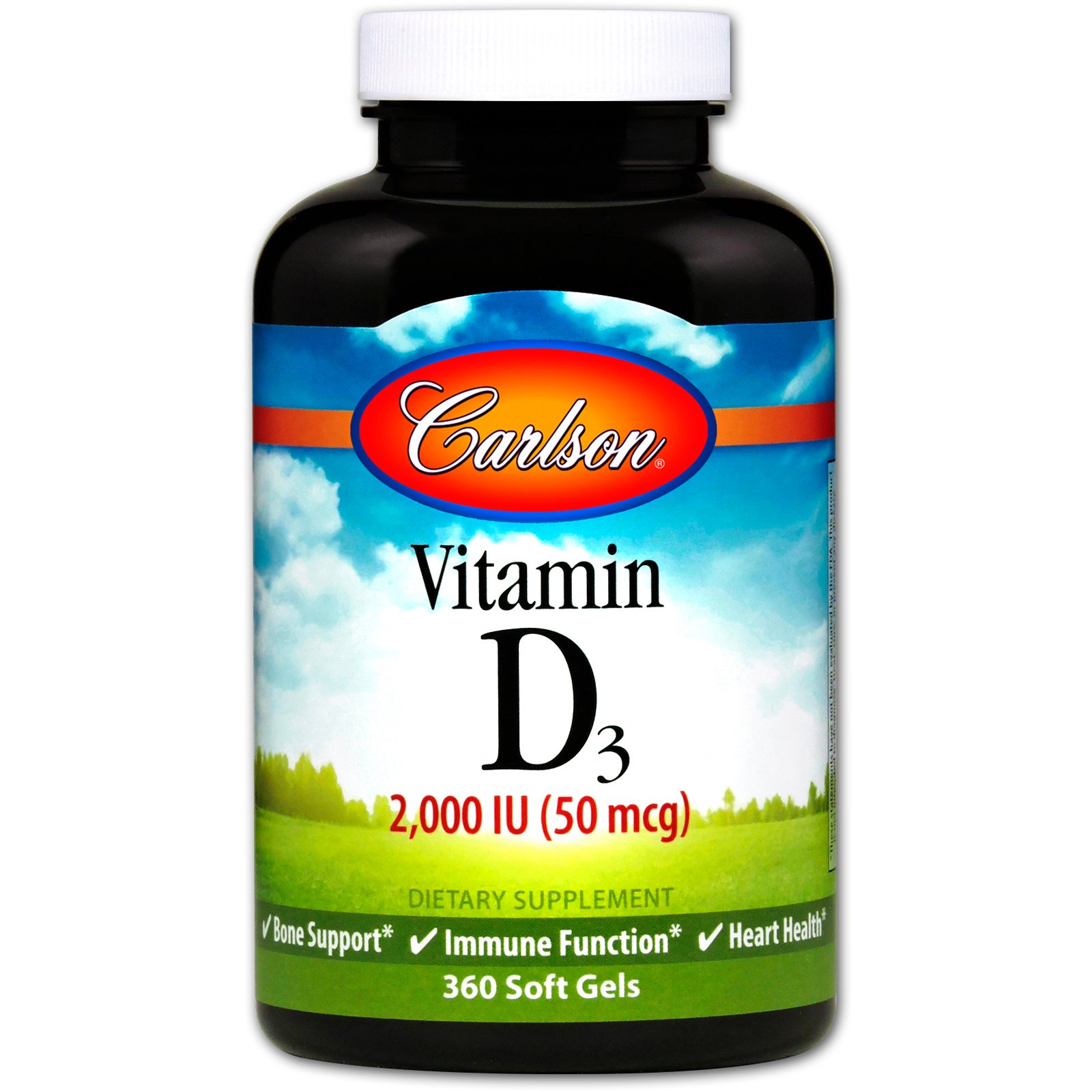 Comprar Carlson Labs, Vitamina D3, 2.000 UI (50 mcg), 360 Cápsulas Gelatinosas