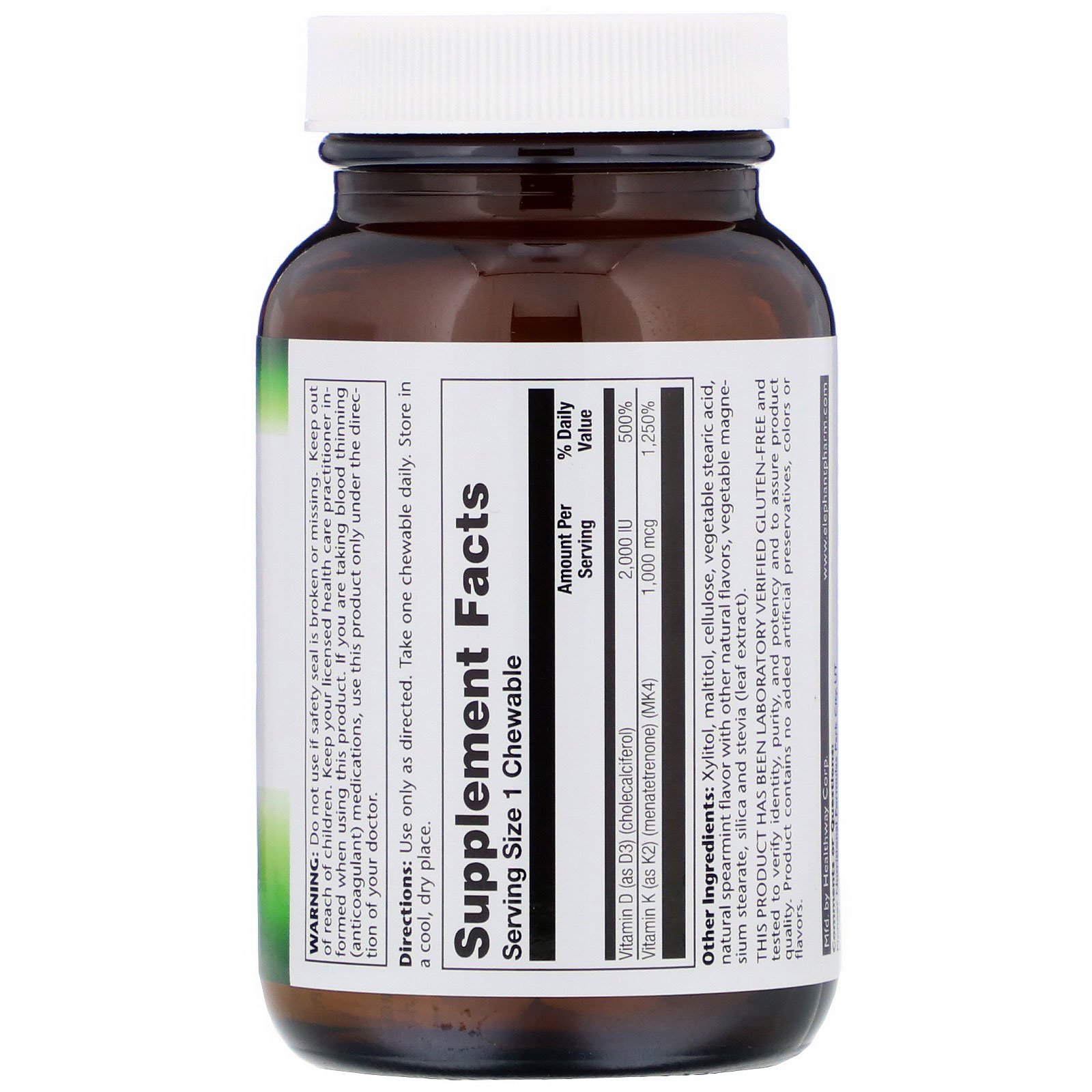 Comprar Pioneer Nutritional Formulas, Chewable D3 & K2, Natural Spearmint, 90 Chewables - Imagem 2