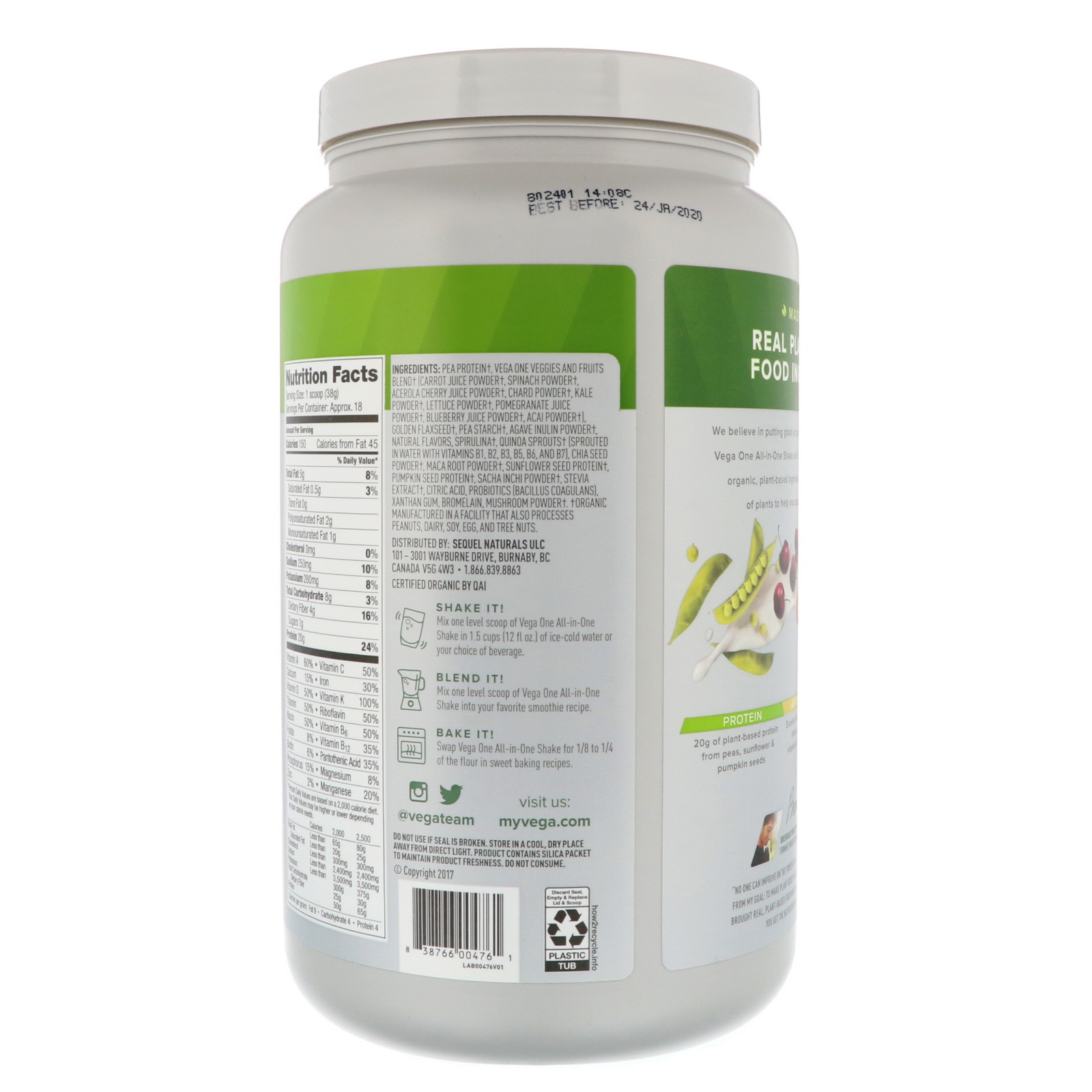 Comprar Vega, One, Shake All-in-One, Baunilha Francesa, 689 g (1,51 lbs) - Imagem 2