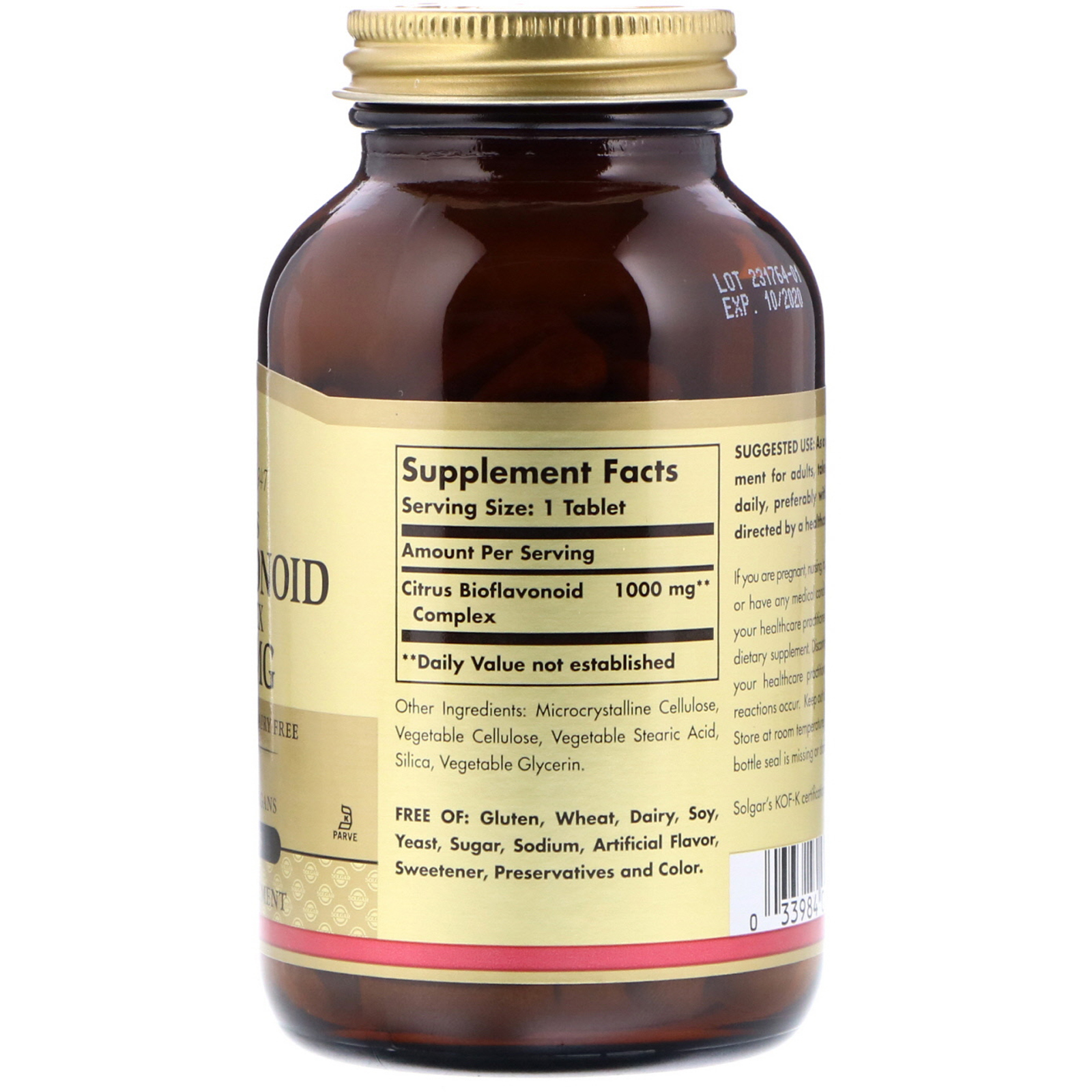 Comprar Solgar, Complexo de bioflavonóides de citrinos, 1000 mg, 100 comprimidos - Imagem 2