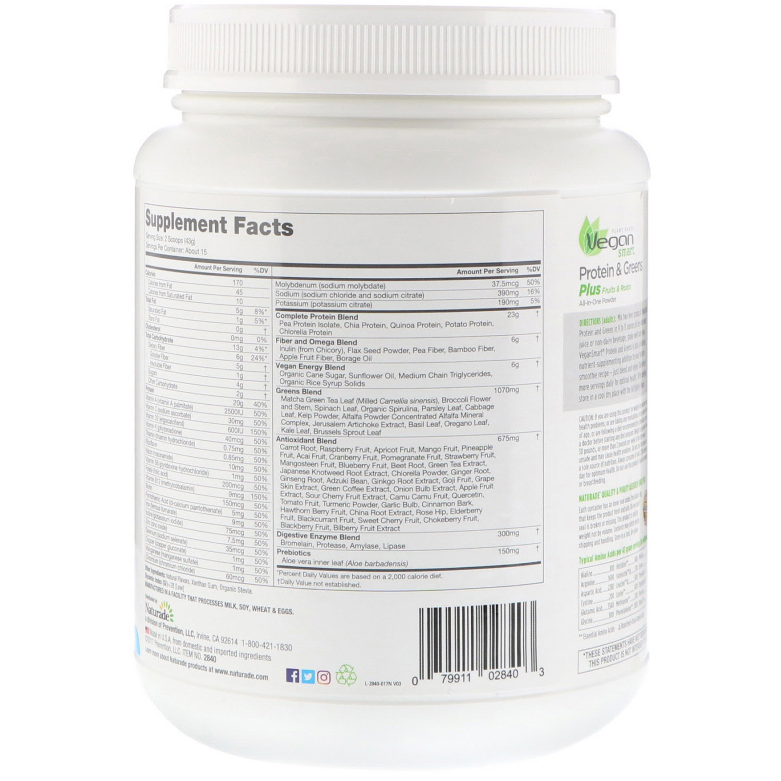 Comprar VeganSmart, Proteína e Verduras VeganSmart, Pó Tudo-Em-Um, Creme de Baunilha, 22,8 oz (645 g) - Imagem 2