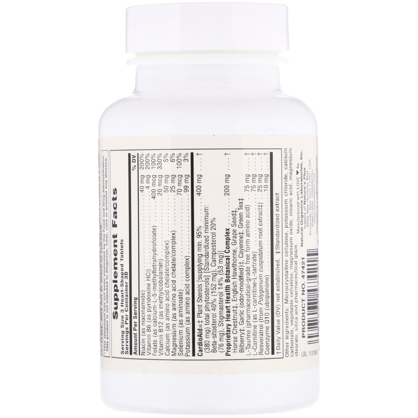 Comprar Nature's Plus, HeartBeat, Suporte Cardiovascular, 90 Comprimidos em Forma de Coração - Imagem 2