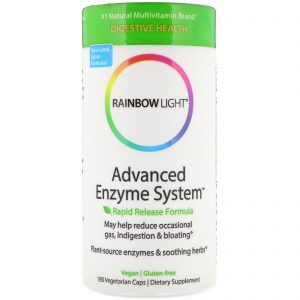 Comprar Rainbow Light, Sistema Enzimático Avançado, Fórmula de Liberação Rápida, 180 Cápsulas Vegetarianas