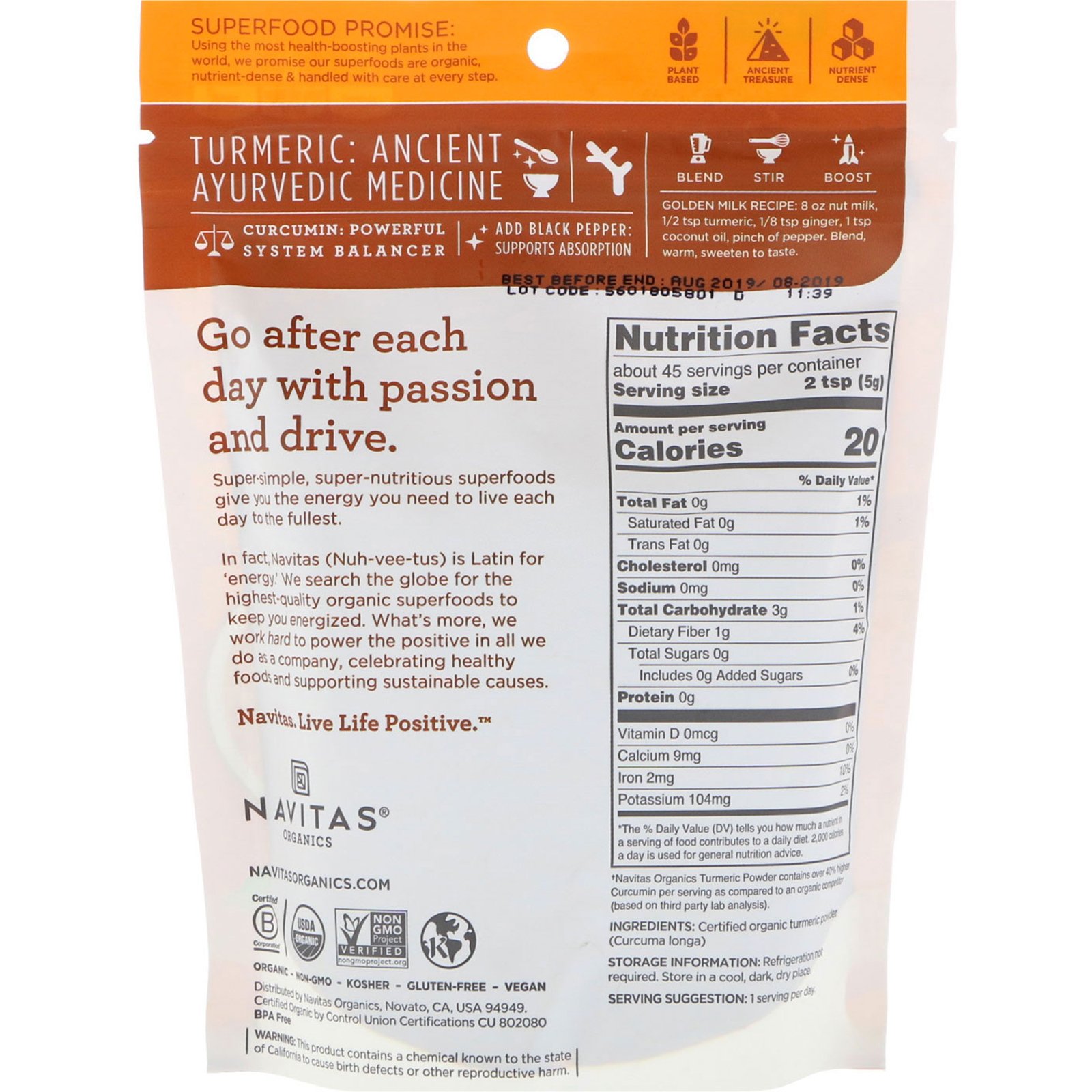 Comprar Navitas Organics, Açafrão Orgânico em Pó, 8 oz (224 g) - Imagem 2