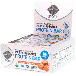 Comprar Garden of Life, Esporte, Barra de Proteína Orgânica de Performance Baseada em Plantas, Caramelo e Sal Marinho, 70 g 12 Barras