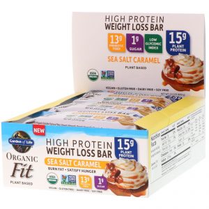 Comprar Garden of Life, Organic Fit, High Protein Weight Loss Bar, Sea Salt Caramel, 12 Bars, 1.9 oz (55 g) Each