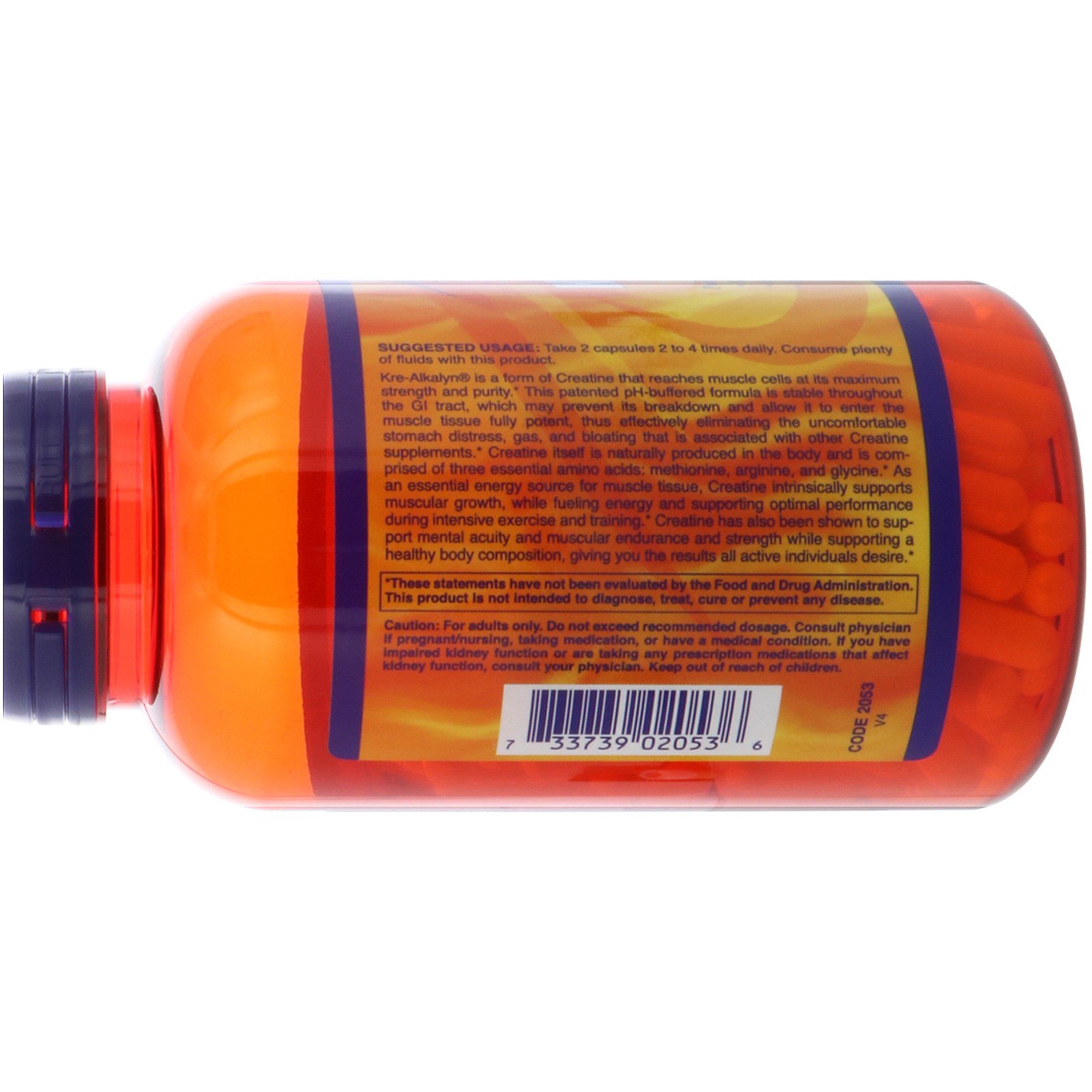 Comprar Now Foods, Sports, Kre-Alkalyn Creatine, 240 Cápsulas - Imagem 3