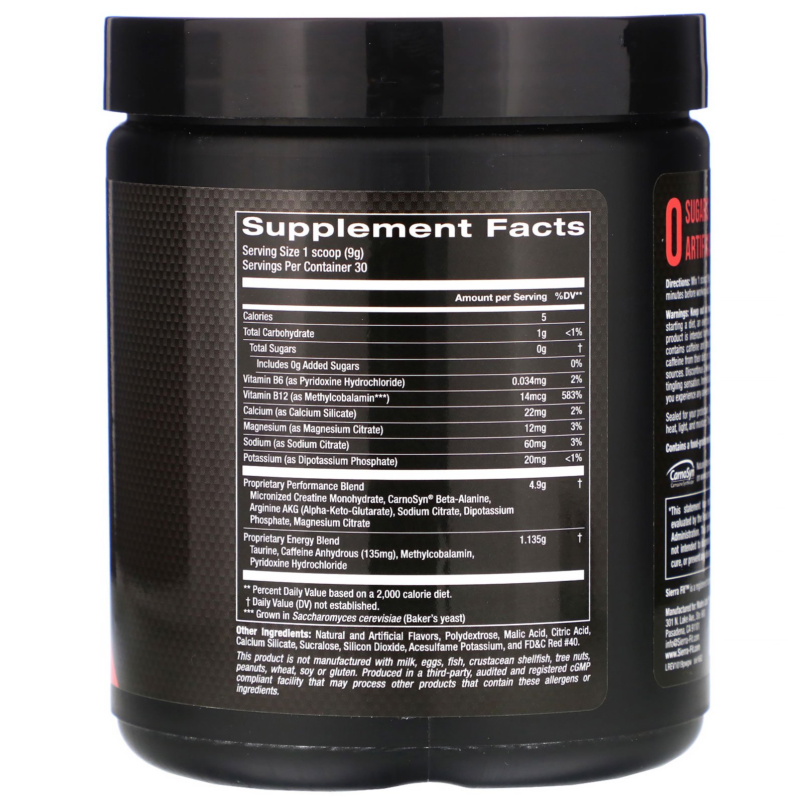 Comprar Sierra Fit, Pre-Workout Powder, Watermelon Flavor, 9.5 oz (270 g) - Imagem 2