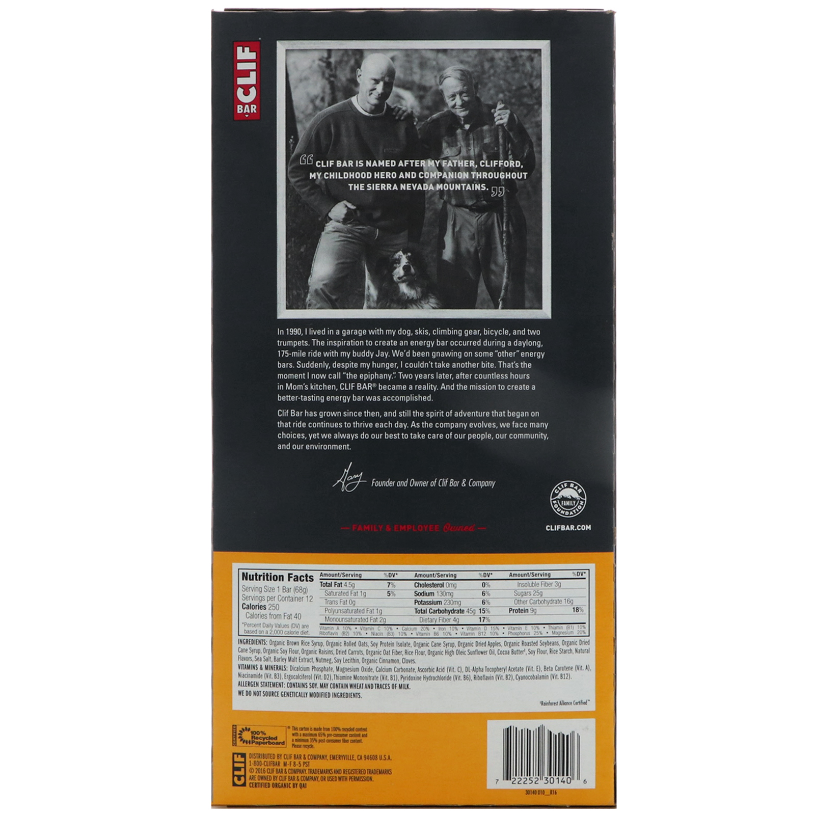 Comprar Clif Bar, Barra de Energia, Bolo de Cenoura, 12 Barras, 68 g Cada - Imagem 3