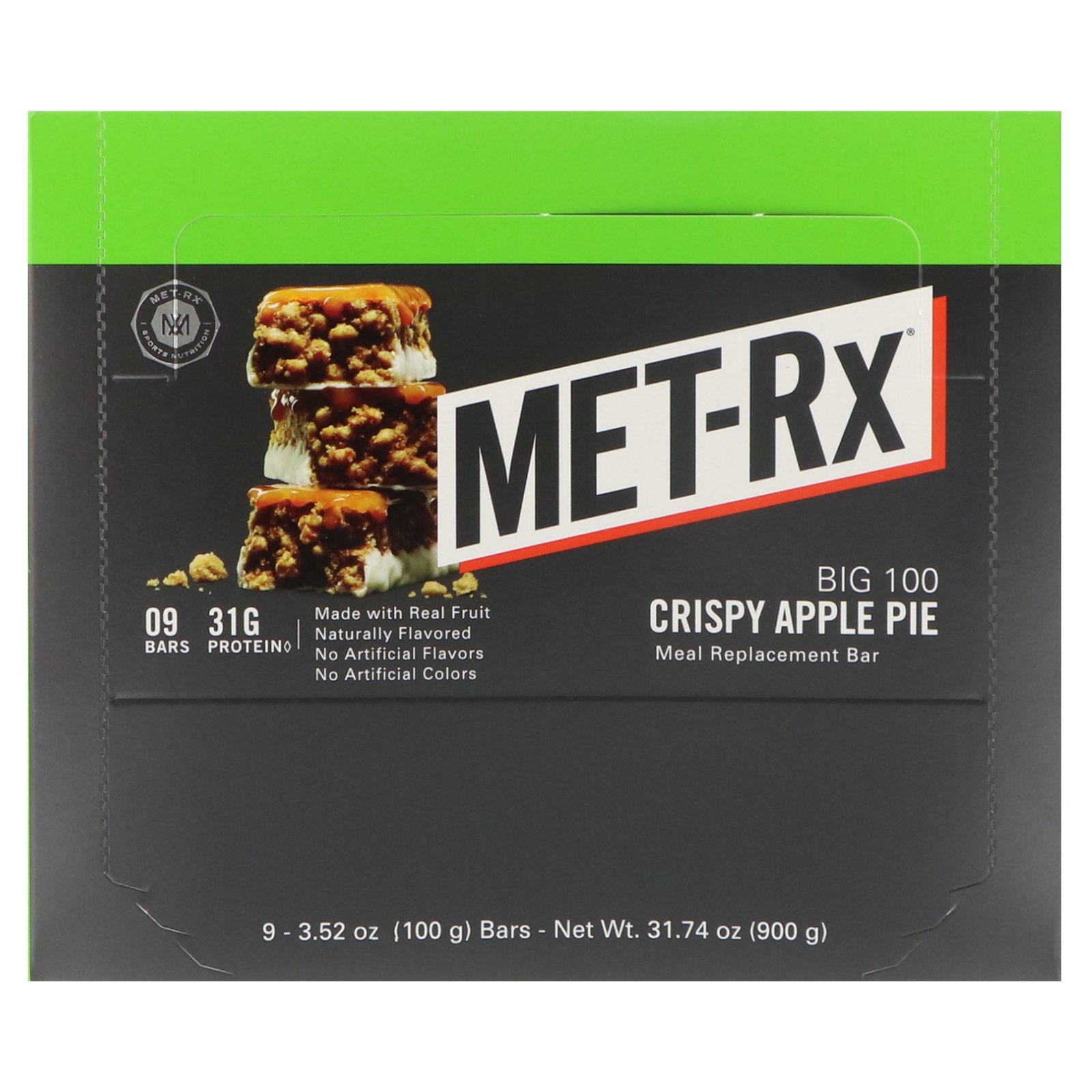 Comprar MET-Rx, Grande 100 Colossal, Barra de Reposição de Alimentação, Torta de Maçã Crocante, 9 Barras, 100 g Cada - Imagem 2