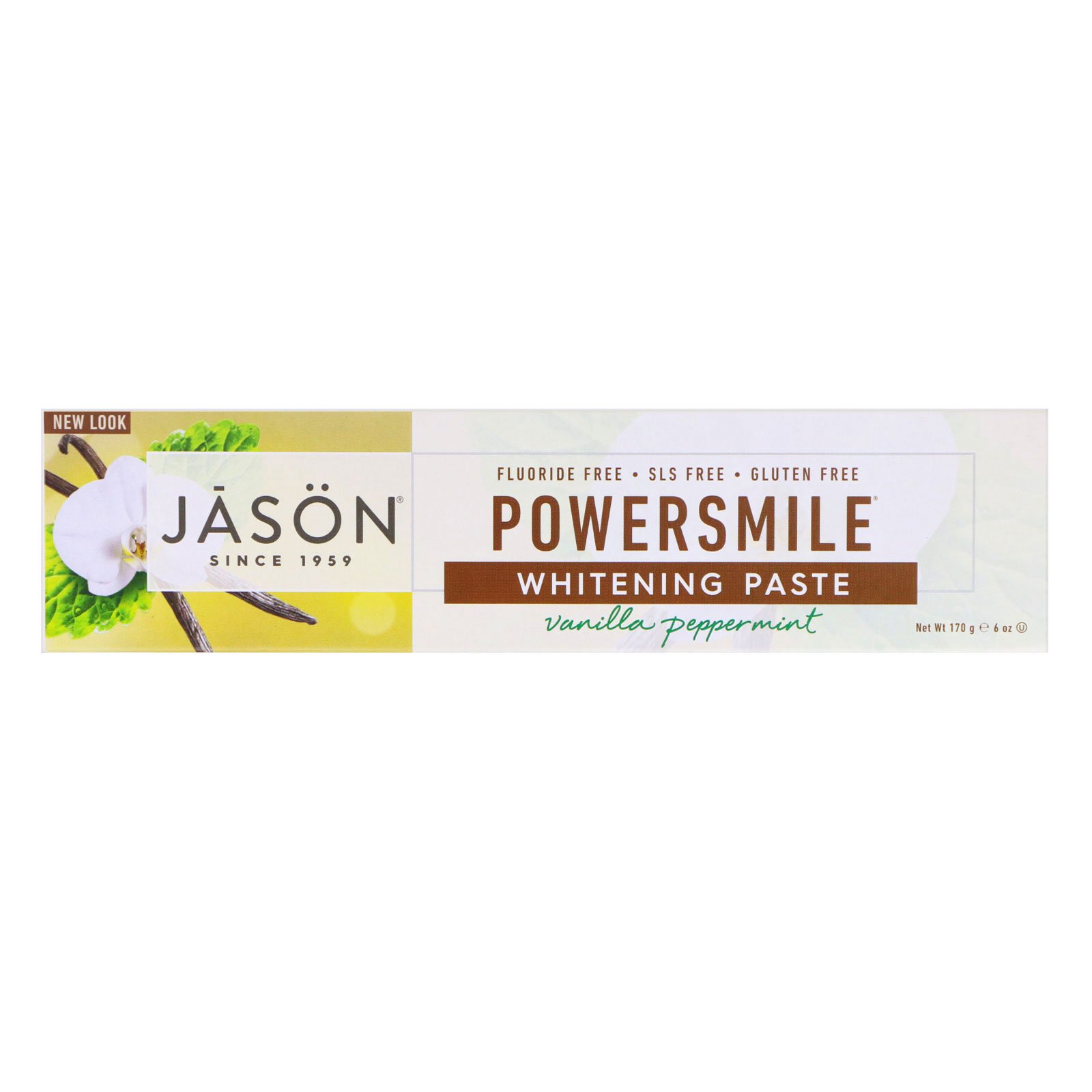 Comprar Jason Natural, Pasta de Dentes Powersmile, Antiplaca e Branqueadora, Vanilla PowerMint, 170 g (6 oz)