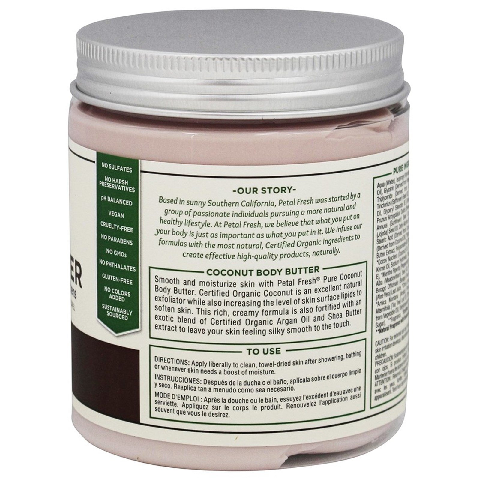 Comprar Petal Fresh, Puro, Manteiga Corporal, Ultra Hidratante, Coco, 237 ml (8 oz) - Imagem 3