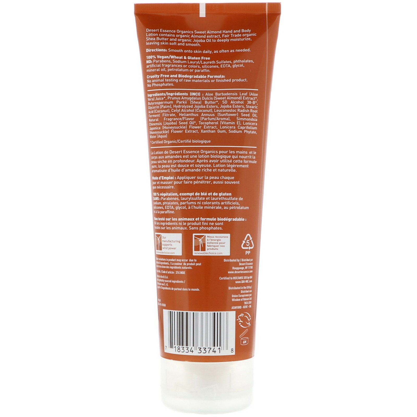 Comprar Desert Essence, Compostos orgânicos, Loção corporal e para as mãos de amêndoa , 8 fl oz (237 ml) - Imagem 2