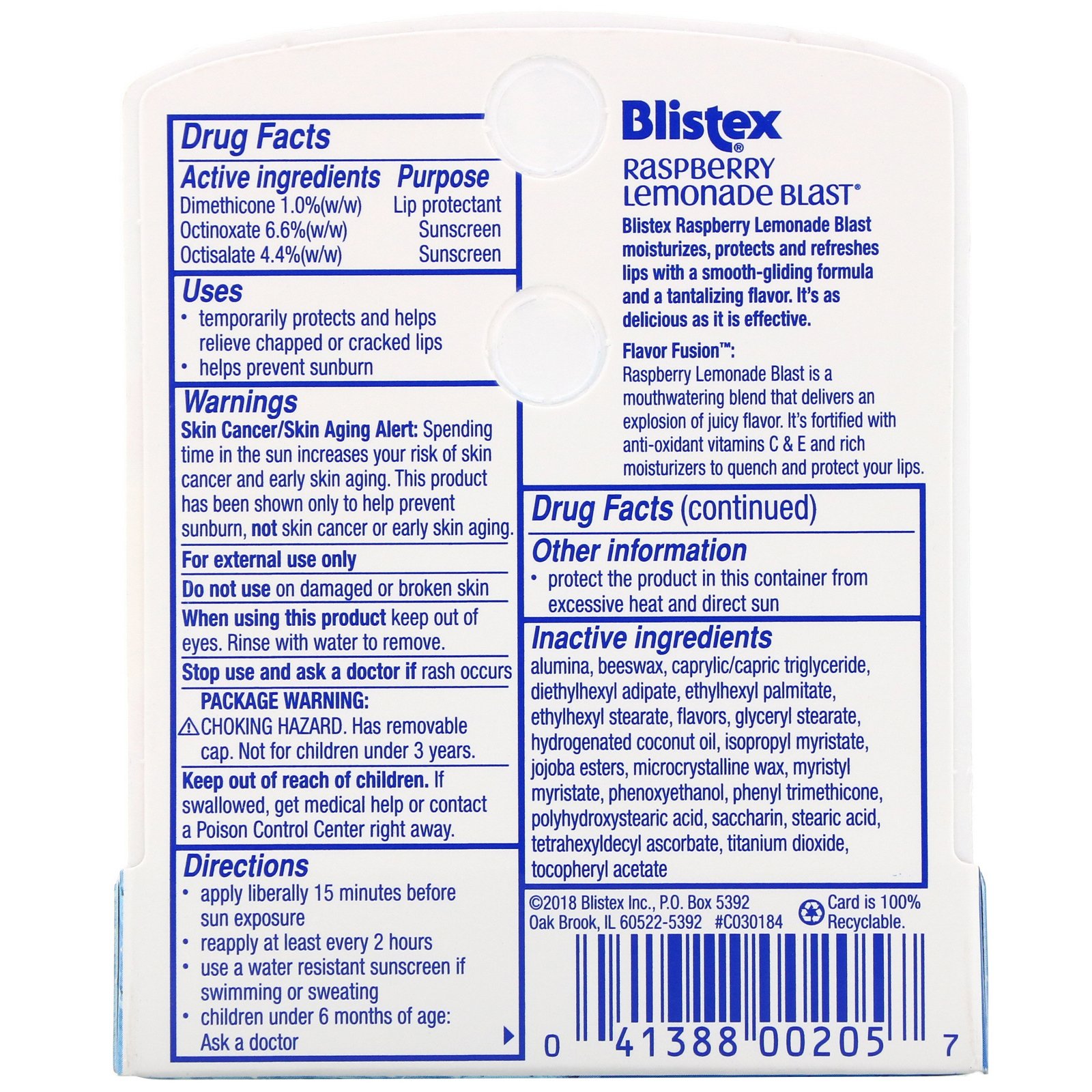 Comprar Blistex, Lip Protectant/Sunscreen, SPF 15, Raspberry Lemonade Blast, .15 oz (4.25 g) - Imagem 3