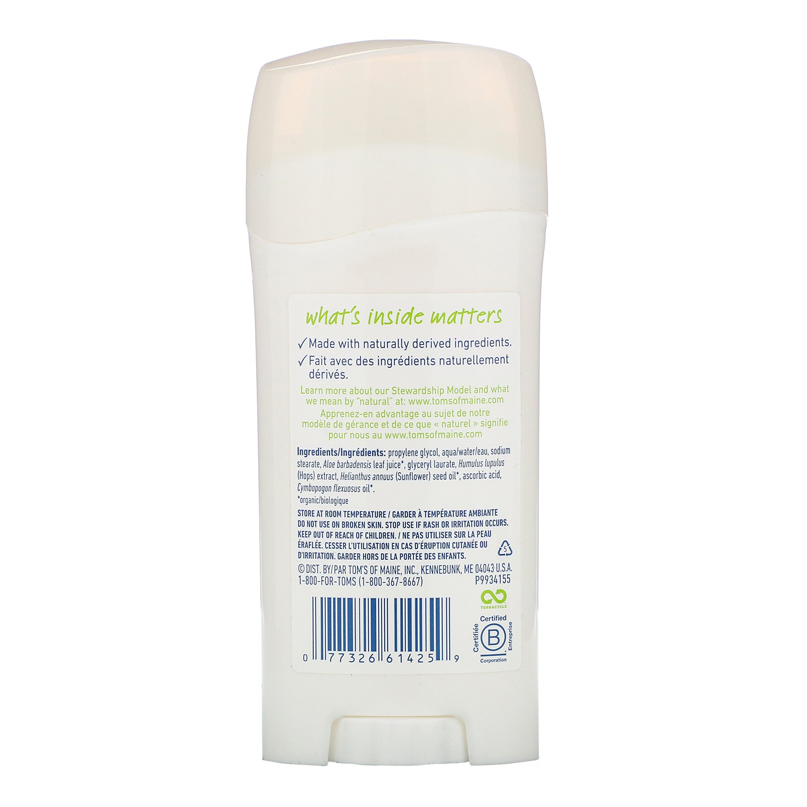Comprar Tom's of Maine, Desodorante natural de longa duração, sem perfume, 2.25 oz (64 g) - Imagem 2