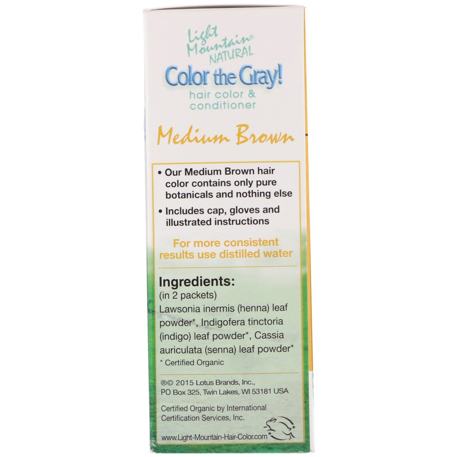 Comprar Light Mountain, Esconda o grisalho! Tintura e Condicionador natural de cabelo, castanho médio, 7 oz (198 g) - Imagem 2