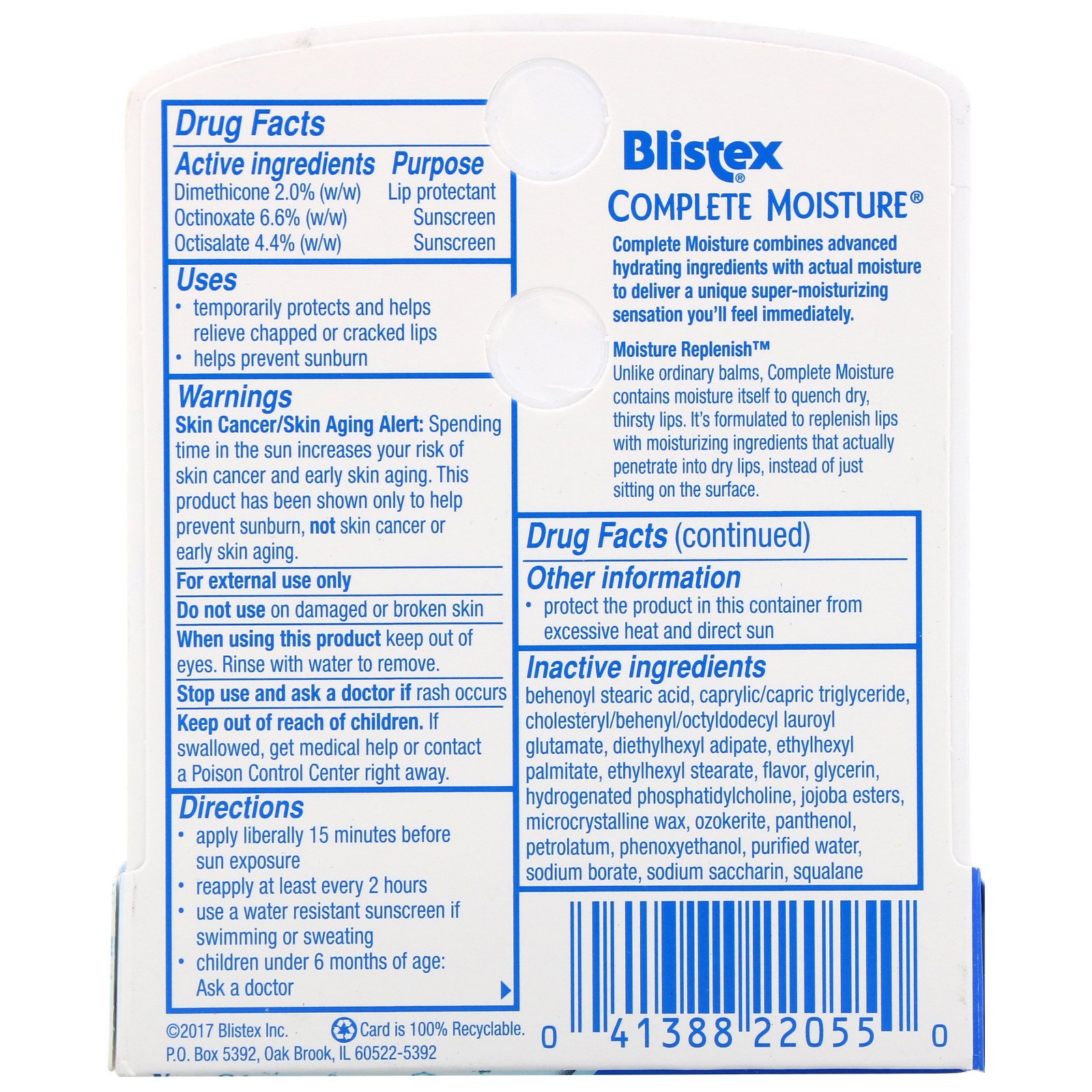 Comprar Blistex, Hidratante Completo, Hidratante Labial com Protetor Solar, SPF 15, .15 oz (4.25 g) - Imagem 3
