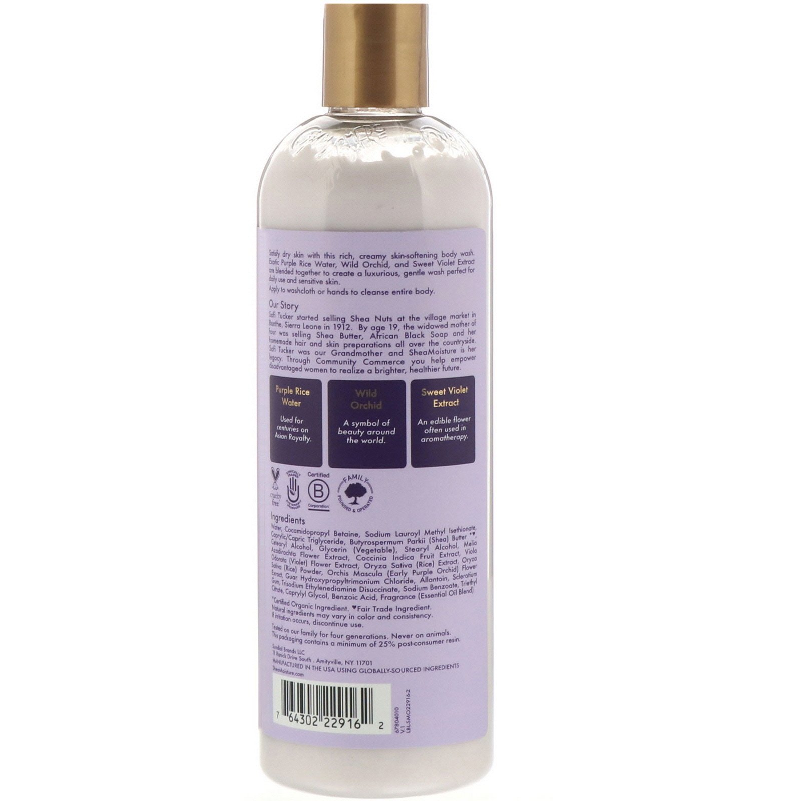 Comprar SheaMoisture, Purple Rice Water, Velvet Skin Body Wash, 13 fl oz (384 ml) - Imagem 2