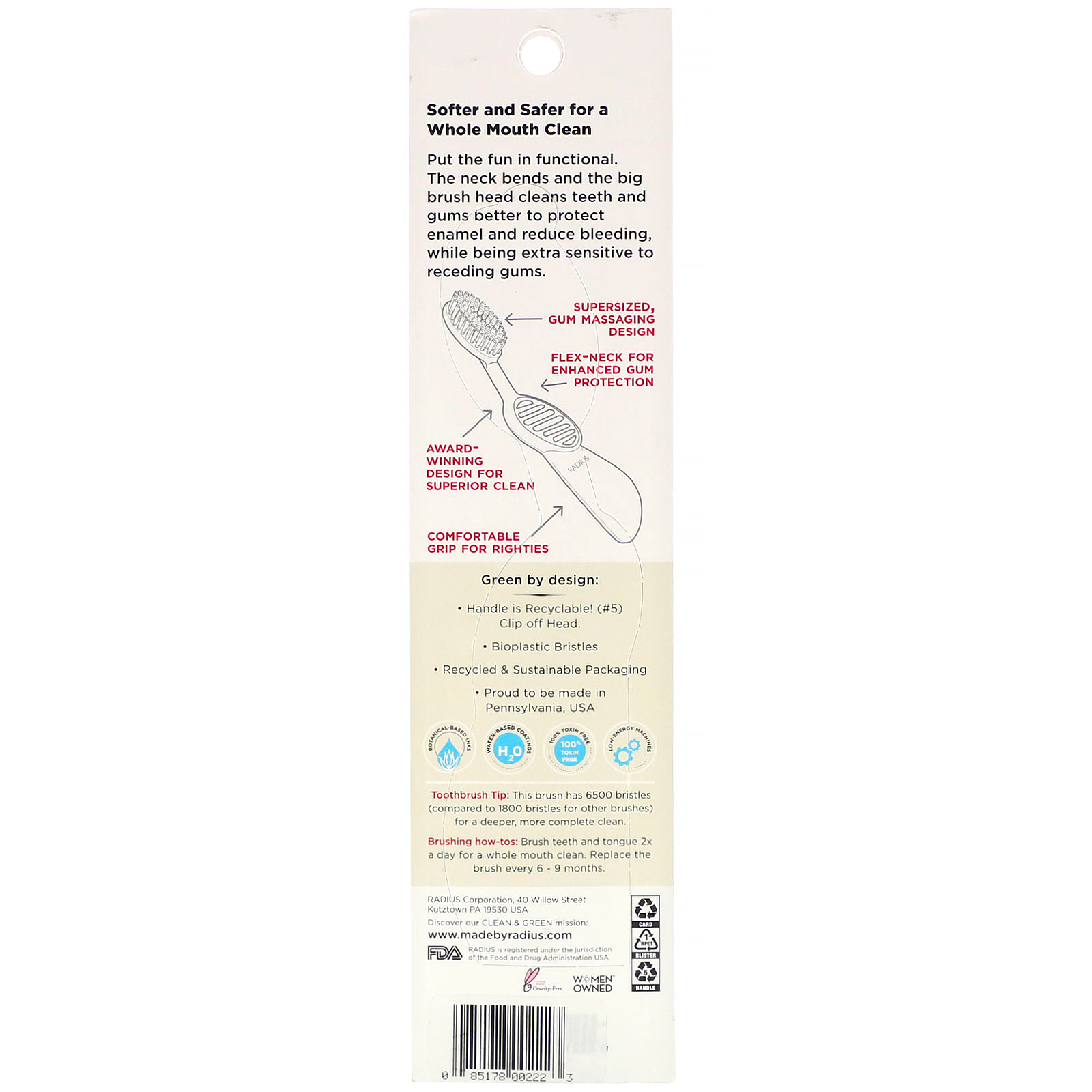 Comprar RADIUS, Escova Flex, Macia, Mão Direita, Preta, 1 Escova de Dentes - Imagem 3