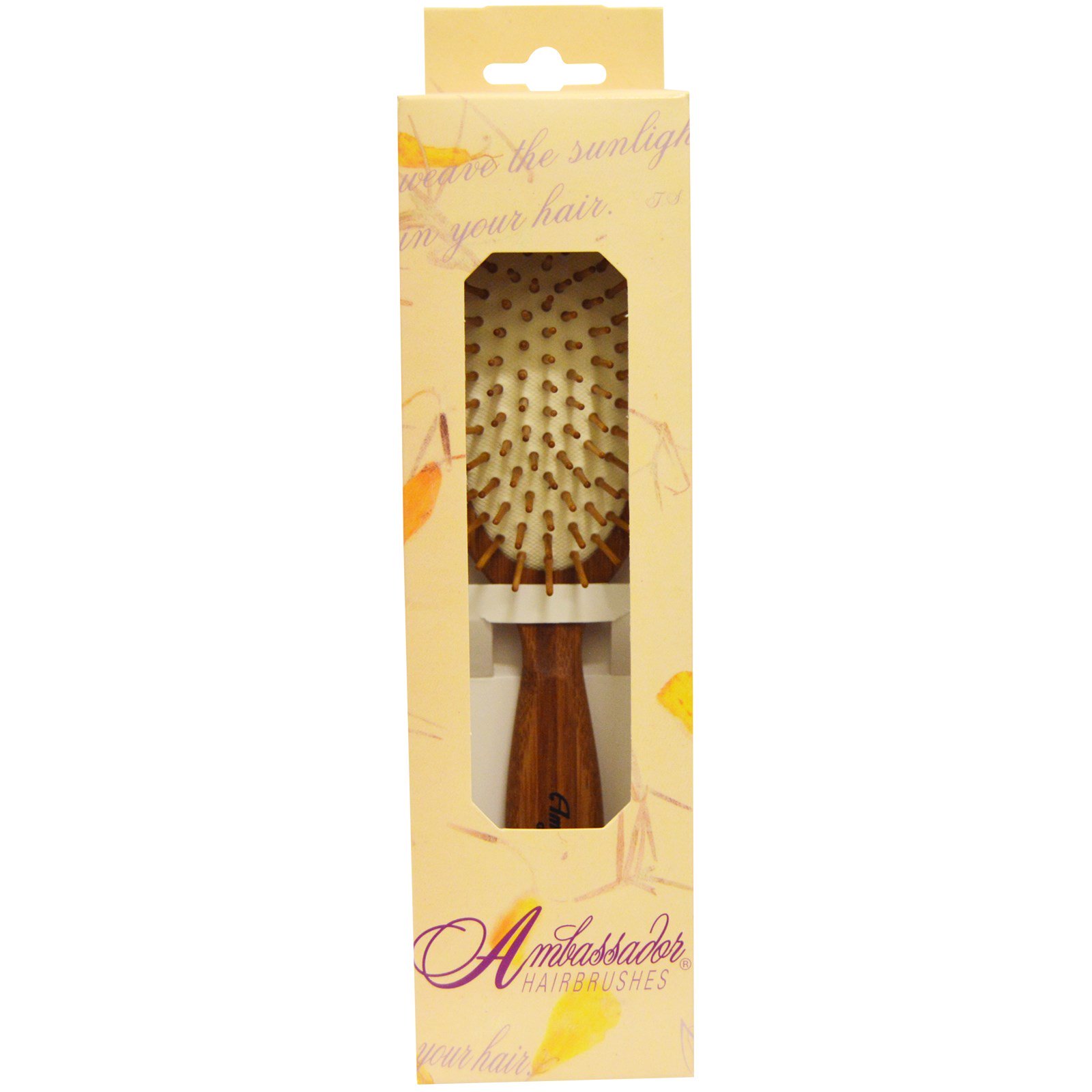 Comprar Fuchs Brushes, Escovas de cabelo Ambassador, em bambu, grande, oval com cerdas de madeira, 1 escova - Imagem 2