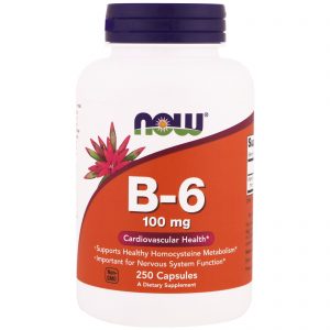 Comprar Now Foods, B-6, 100 mg, 250 Cápsulas