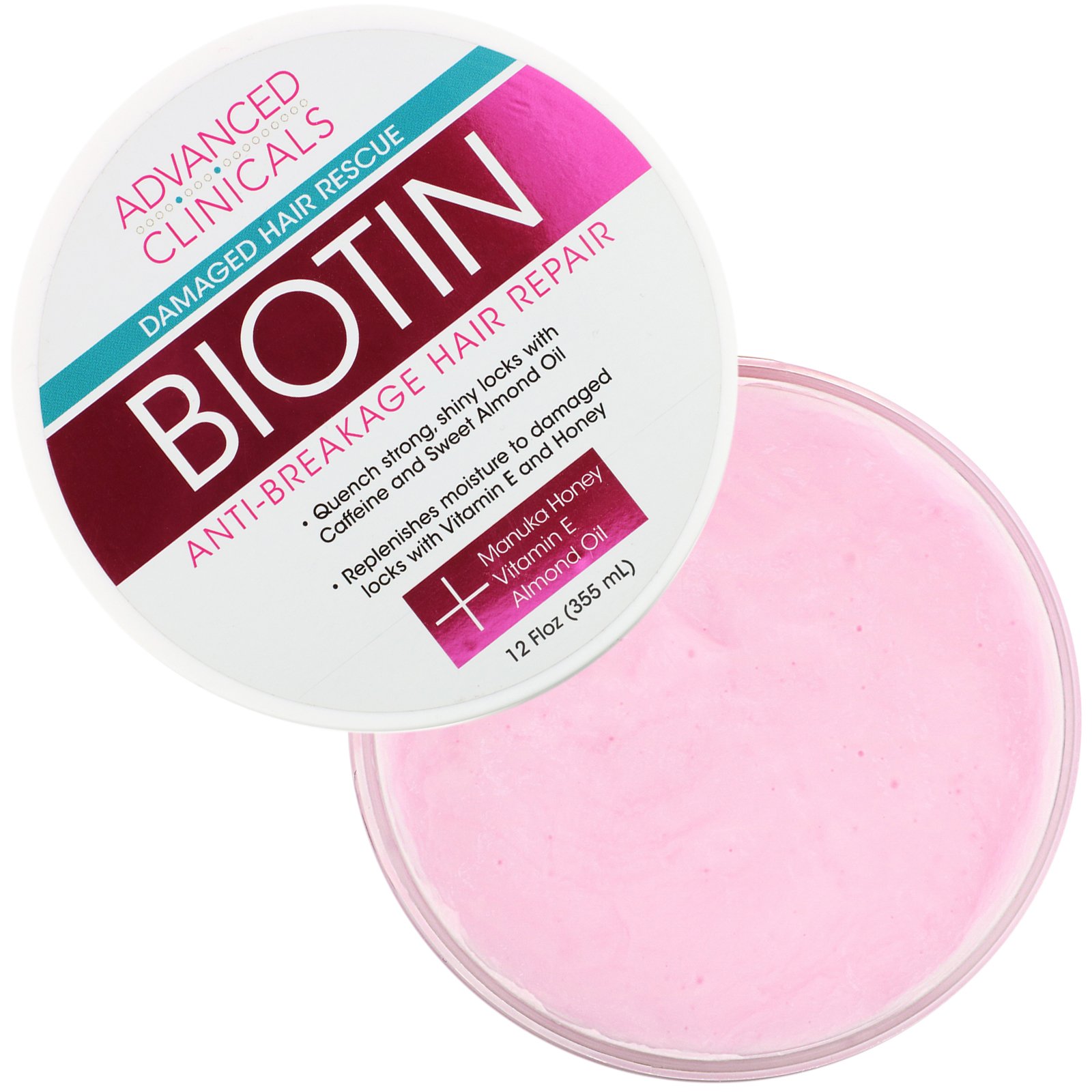 Comprar Advanced Clinicals, Biotin, Anti-Breakage Hair Repair, 12 fl oz (355 ml) - Imagem 3