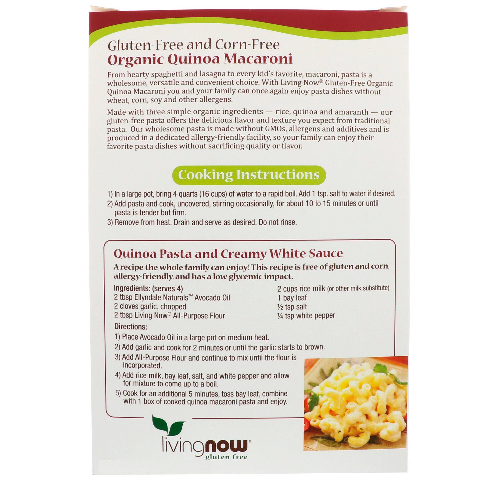 Comprar Now Foods, Macarrão de Quinoa Orgânica, Sem Glúten, 227 g (8 oz) - Imagem 3