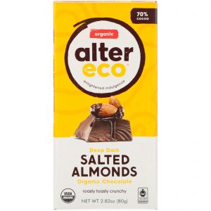 Comprar Alter Eco, Organic Chocolate Bar, Deep Dark Salted Almonds, 70% Cocoa, 2.82 oz (80g)