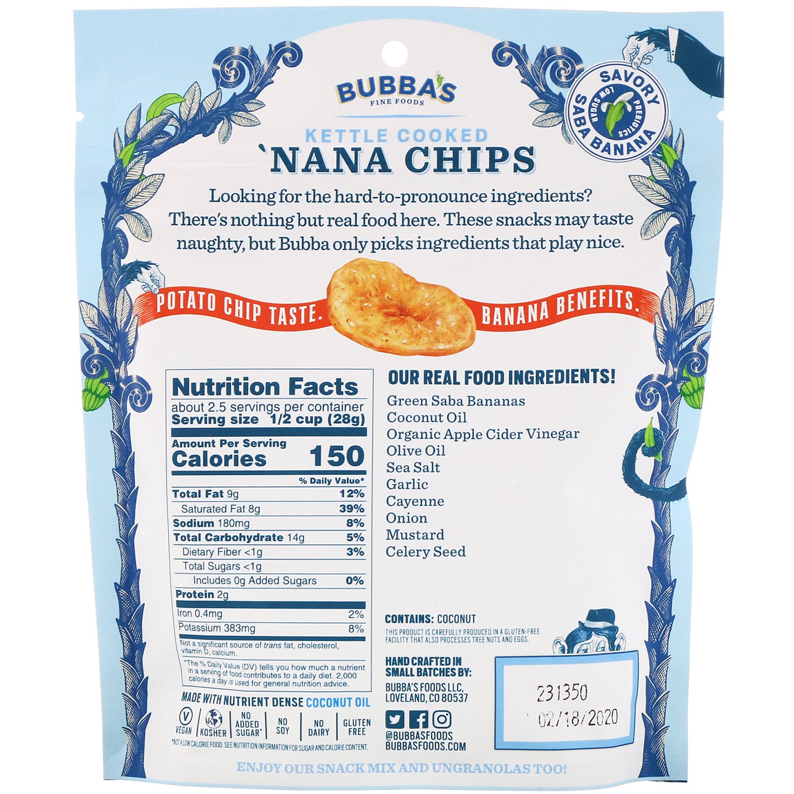 Comprar Bubba's Fine Foods, Chips de Banana, Sabor Blazing Buffalo, 77 g (2,7 oz) - Imagem 2