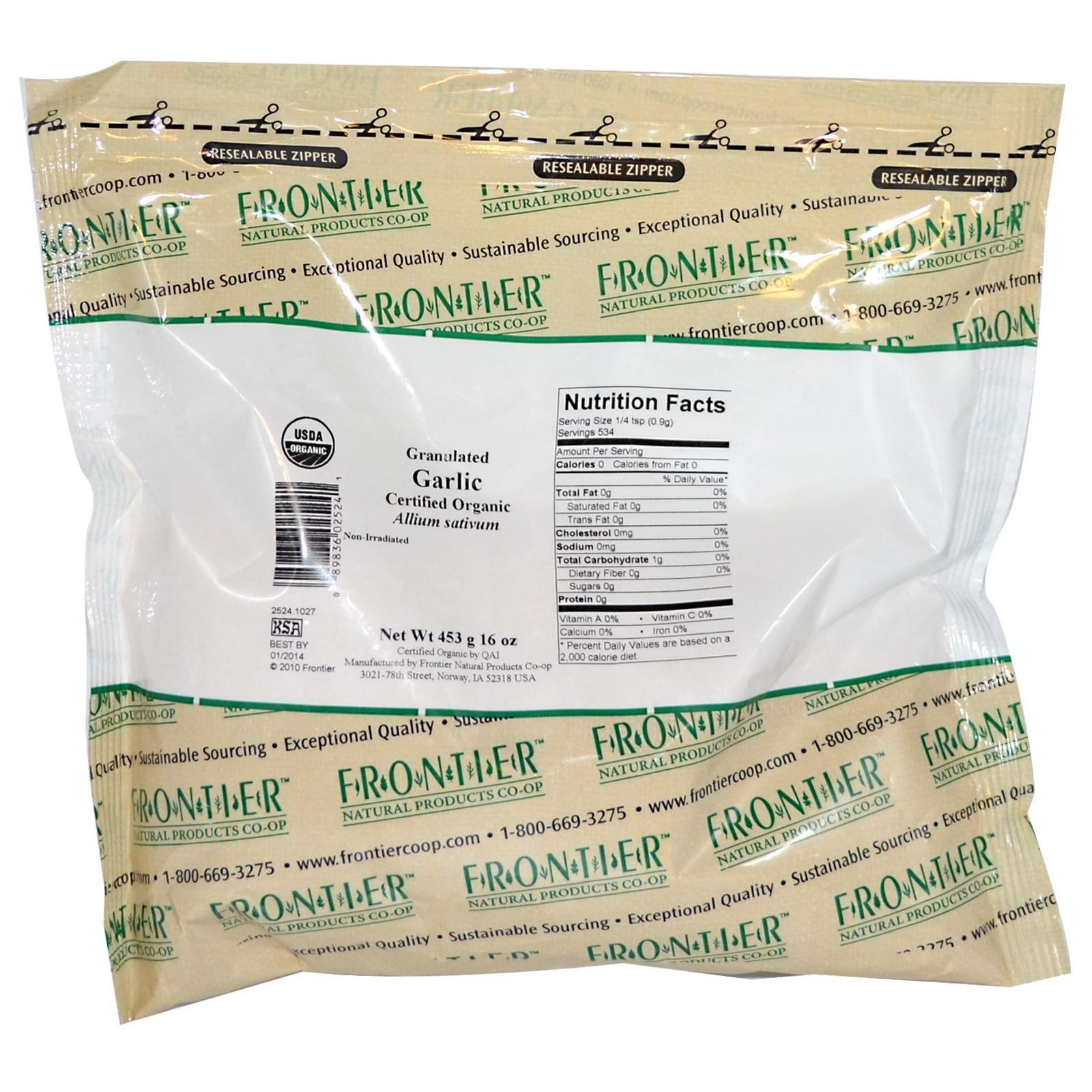 Comprar Frontier Natural Products, Alho Orgânico Granulado, 16 oz (453 g) - Imagem 2