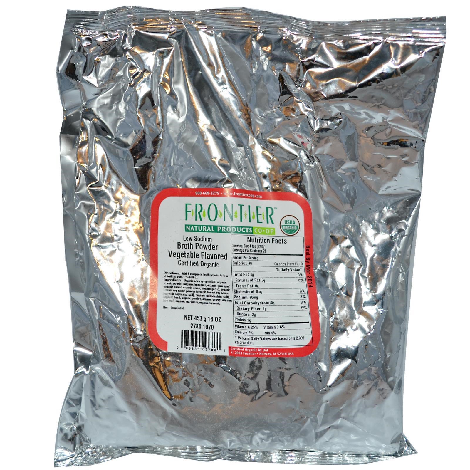Comprar Frontier Natural Products, Caldo em Pó Orgânico de Baixo Sódio, Sabor Vegetais, 16 oz (453 g) - Imagem 2