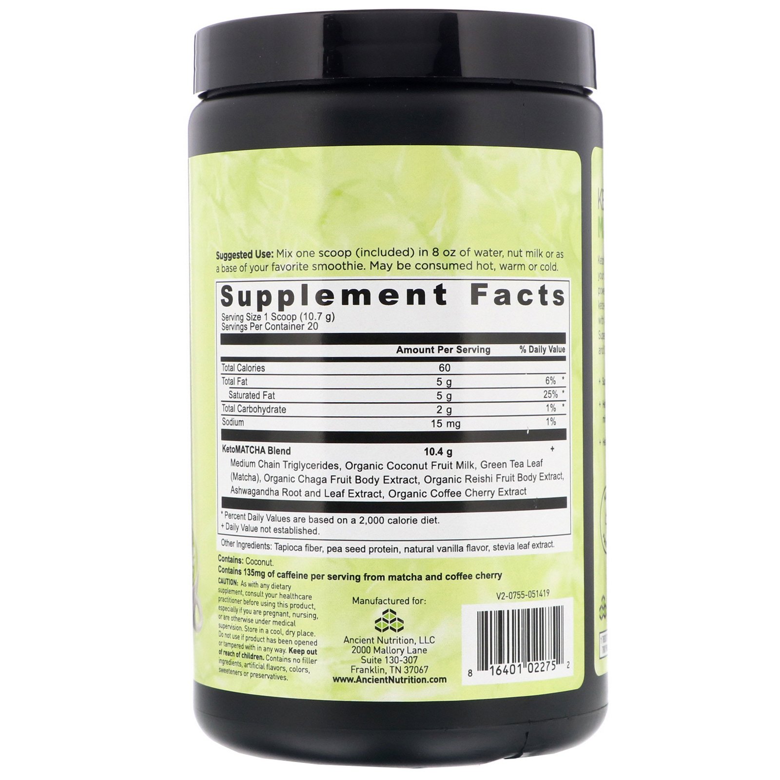 Comprar Dr. Axe / Ancient Nutrition, Keto Matcha, Elixir Tradicional de Energia, 214 g (8,5 oz) - Imagem 2