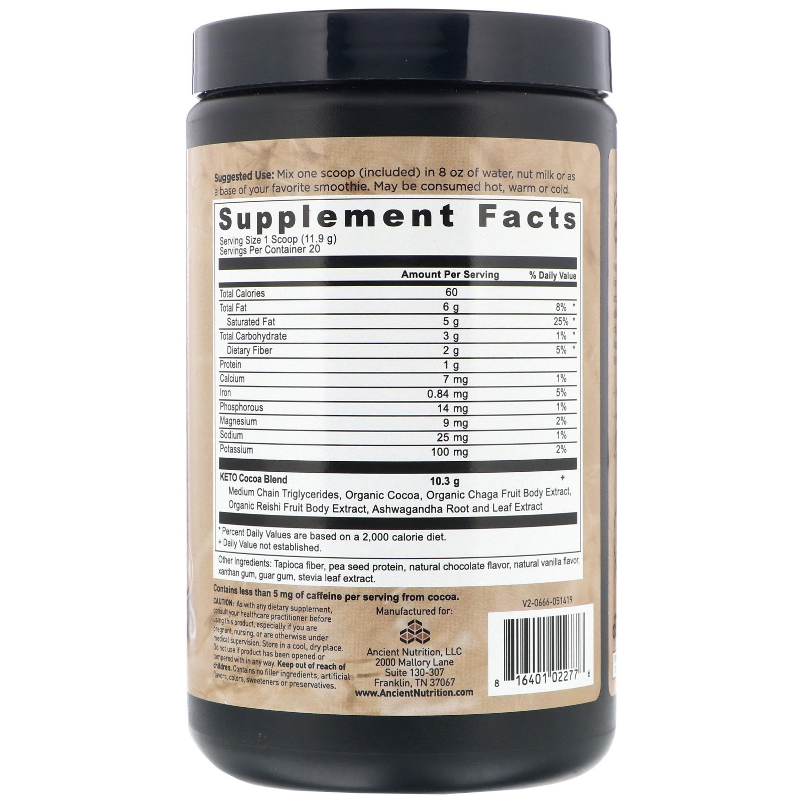 Comprar Dr. Axe / Ancient Nutrition, Keto Cocoa, Elixir Tradicional de Energia, 238 g (8,39 oz) - Imagem 2