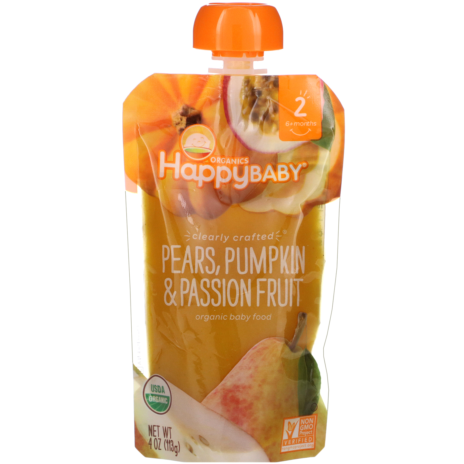 Comprar Happy Family Organics, Alimento Orgânico para Bebê, Idade de 2, 6+ Meses, Pera, Abobora e Maracujá, 113 g