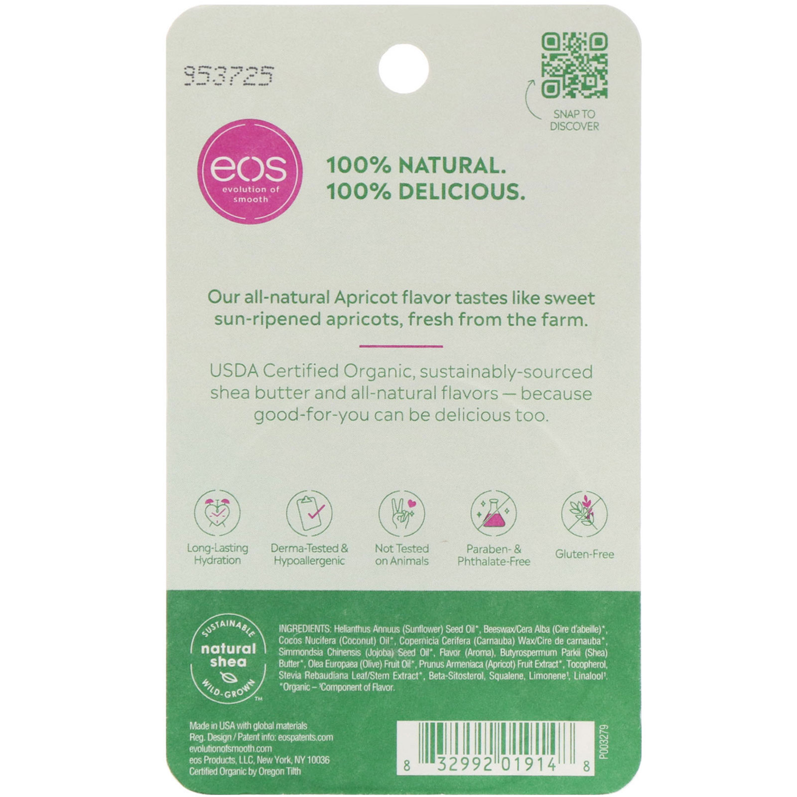Comprar EOS, 100% Natural Shea Lip Balm, Apricot, 0.25 oz (7 g) - Imagem 3