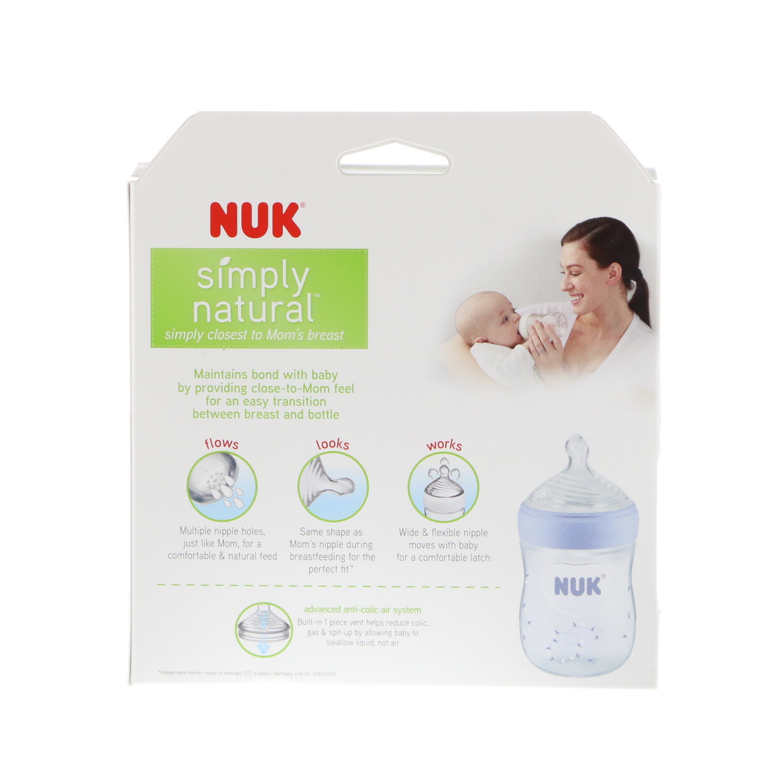 Comprar NUK, Simply Natural, Bottles, Boy, 0+ Months, Slow , 2 Pack, 5 oz (150 ml) Each - Imagem 3