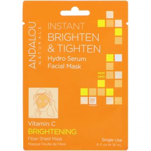 Comprar Andalou Naturals, Brilho e Firmeza Instantâneos, Máscara de Hidrossérum Facial, Brilhante, 1 Máscara de Folha de Fibra de Uso Único, 18 ml (6 fl oz)
