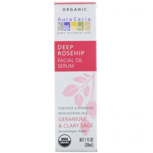 Comprar Aura Cacia, Óleo Facial Essencial Orgânico de Roseship, Gerânio & Salva Esclereia, 1 fl oz (30 ml)