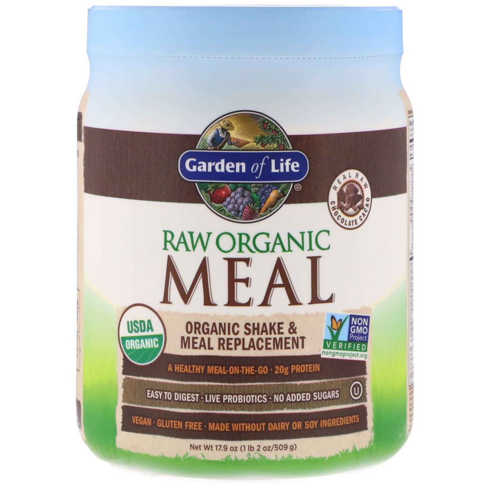 Comprar Garden of Life, RAW Organic Meal, Shake & Meal Replacement, Chocolate Cacao, 17.9 oz (509 g)