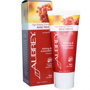 Comprar Aubrey Organics, Mascara de terapia anti-idade AHA, todos os tipos de pele, 3 fl oz (89 mL)