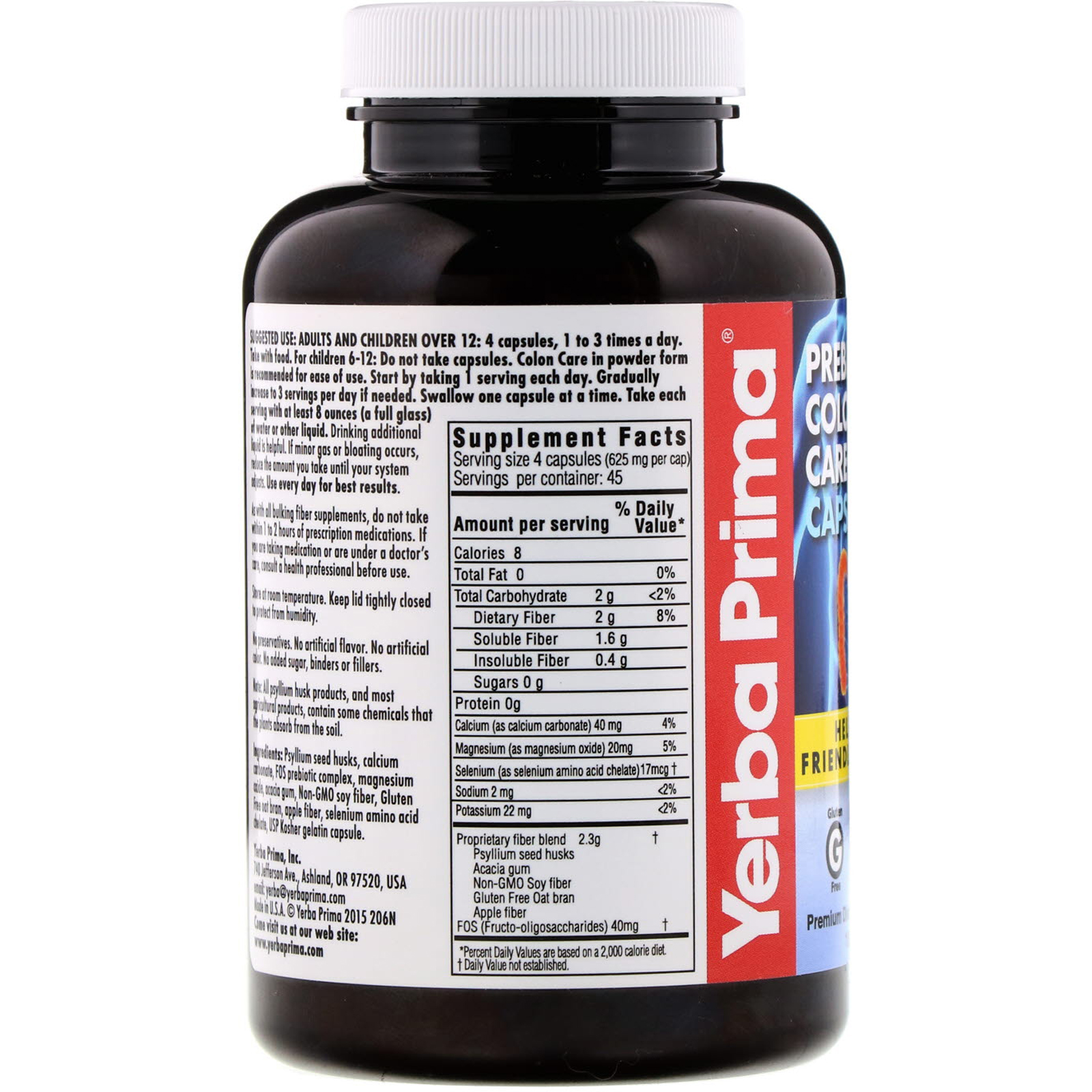 Comprar Yerba Prima, Prebiotic Colon Care, 180 Capsules - Imagem 2