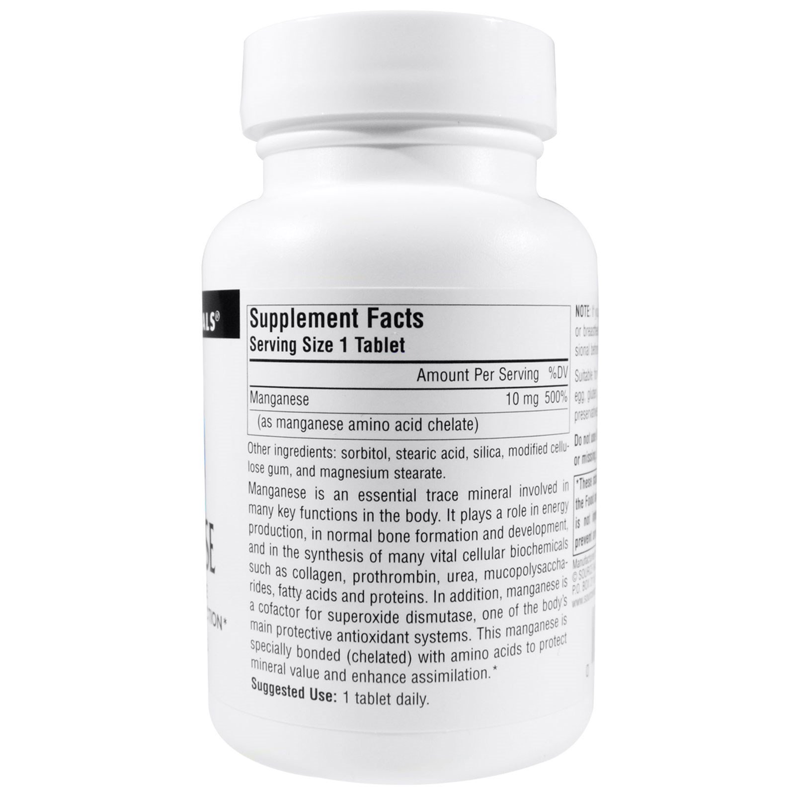 Comprar Source Naturals, Manganês, 10 mg, 250 Comprimidos - Imagem 2