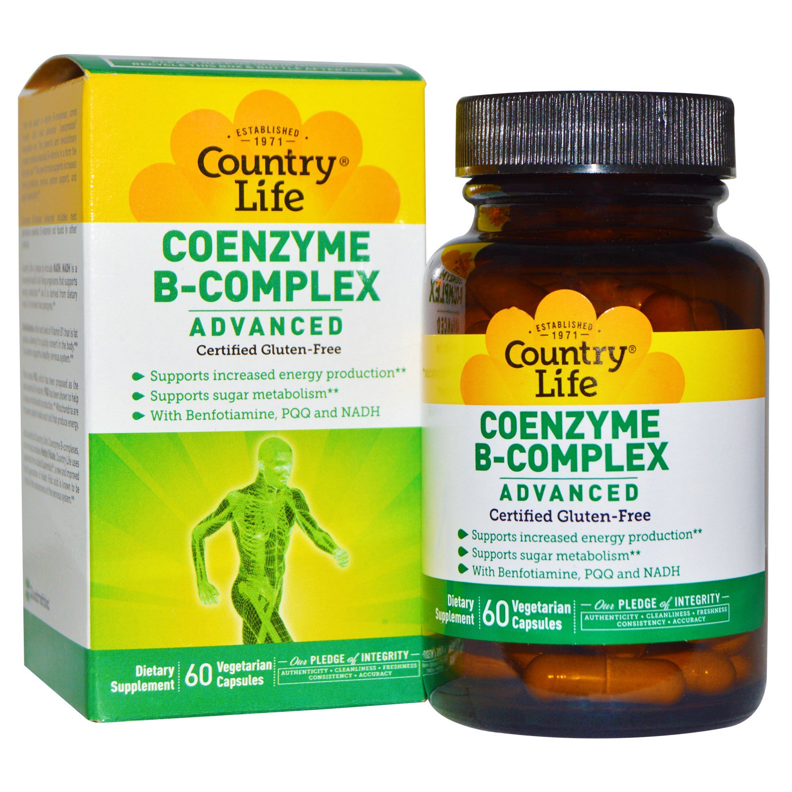 Comprar Country Life, Coenzima Complexo-B, Avançado, 60 Cápsulas Vegetais