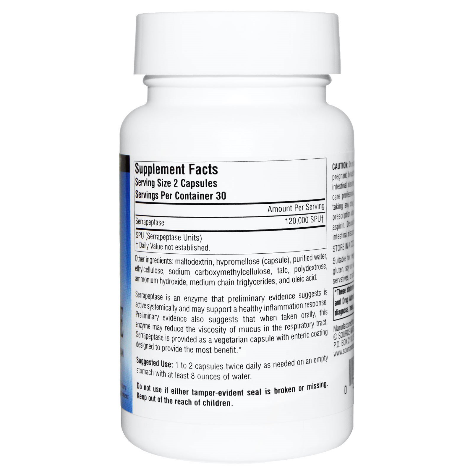 Comprar Source Naturals, Serrapeptase, 60 Cápsulas - Imagem 2