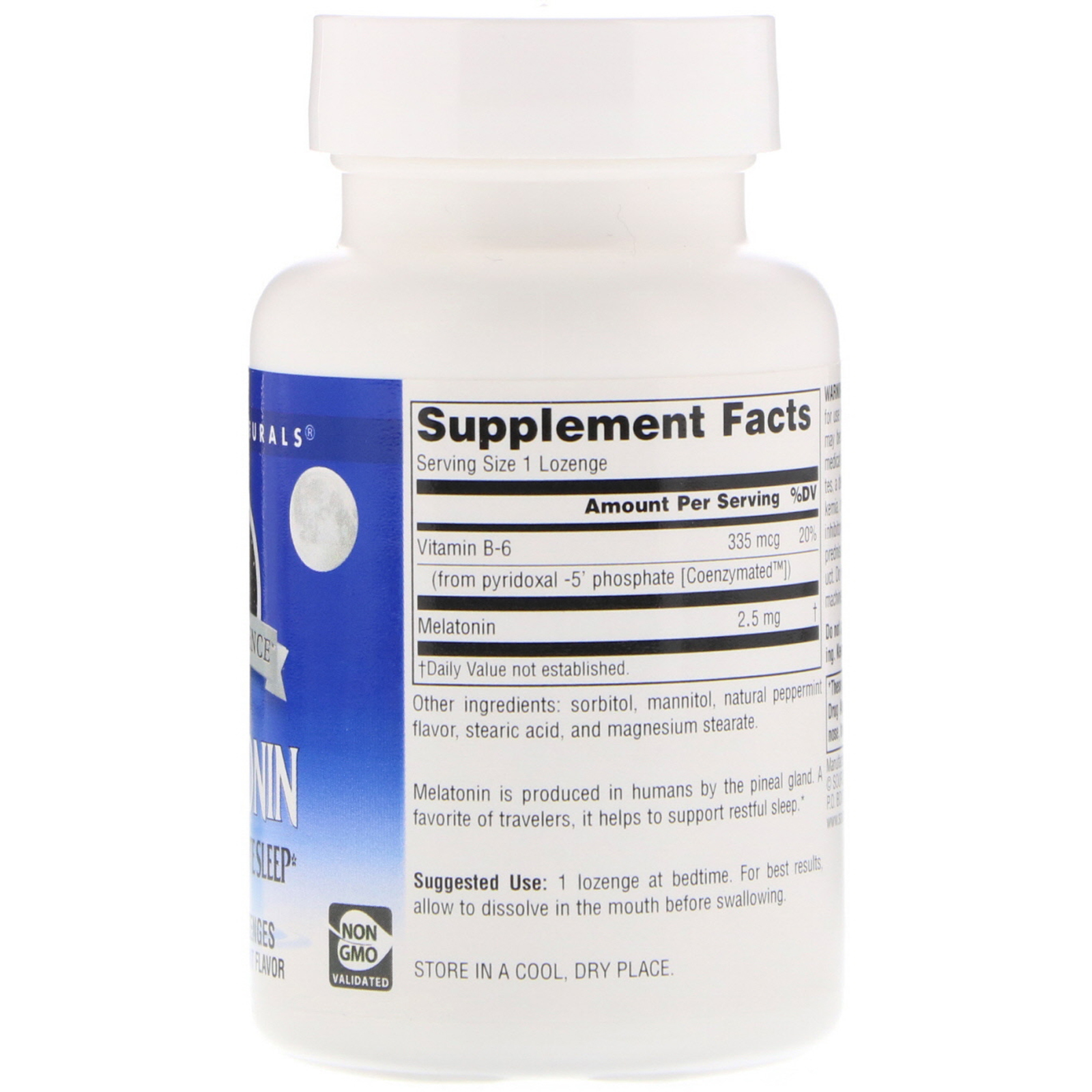 Comprar Source Naturals, Melatonin, Peppermint, 2.5 mg, 240 Lozenges - Imagem 2
