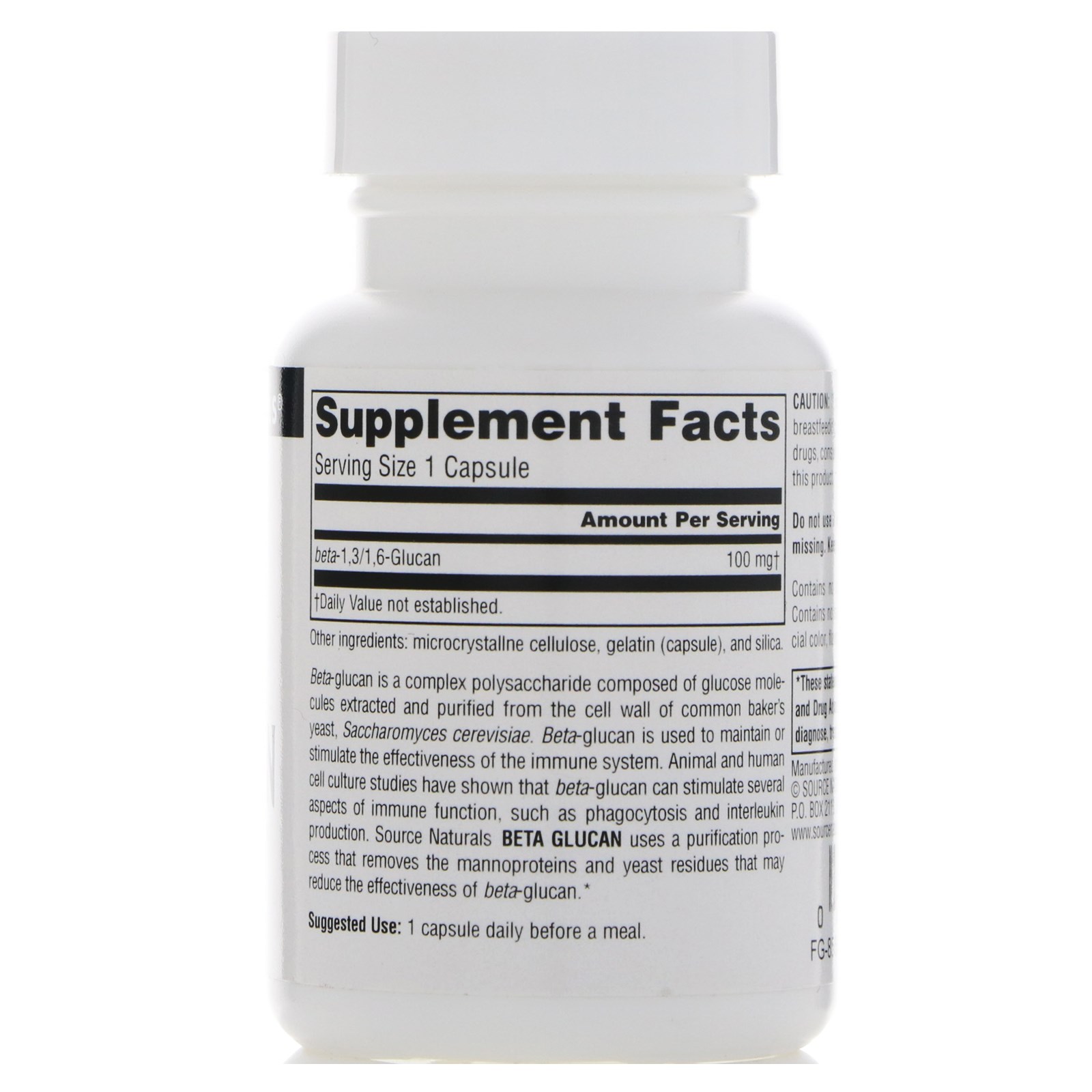 Comprar Source Naturals, Beta-Glucano, 100 mg, 30 Cápsulas - Imagem 2